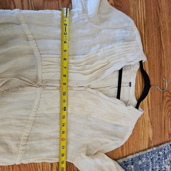 Free People Cream 100% Linen High Slit Maxi Dress Size Medium - Picture 4 of 6